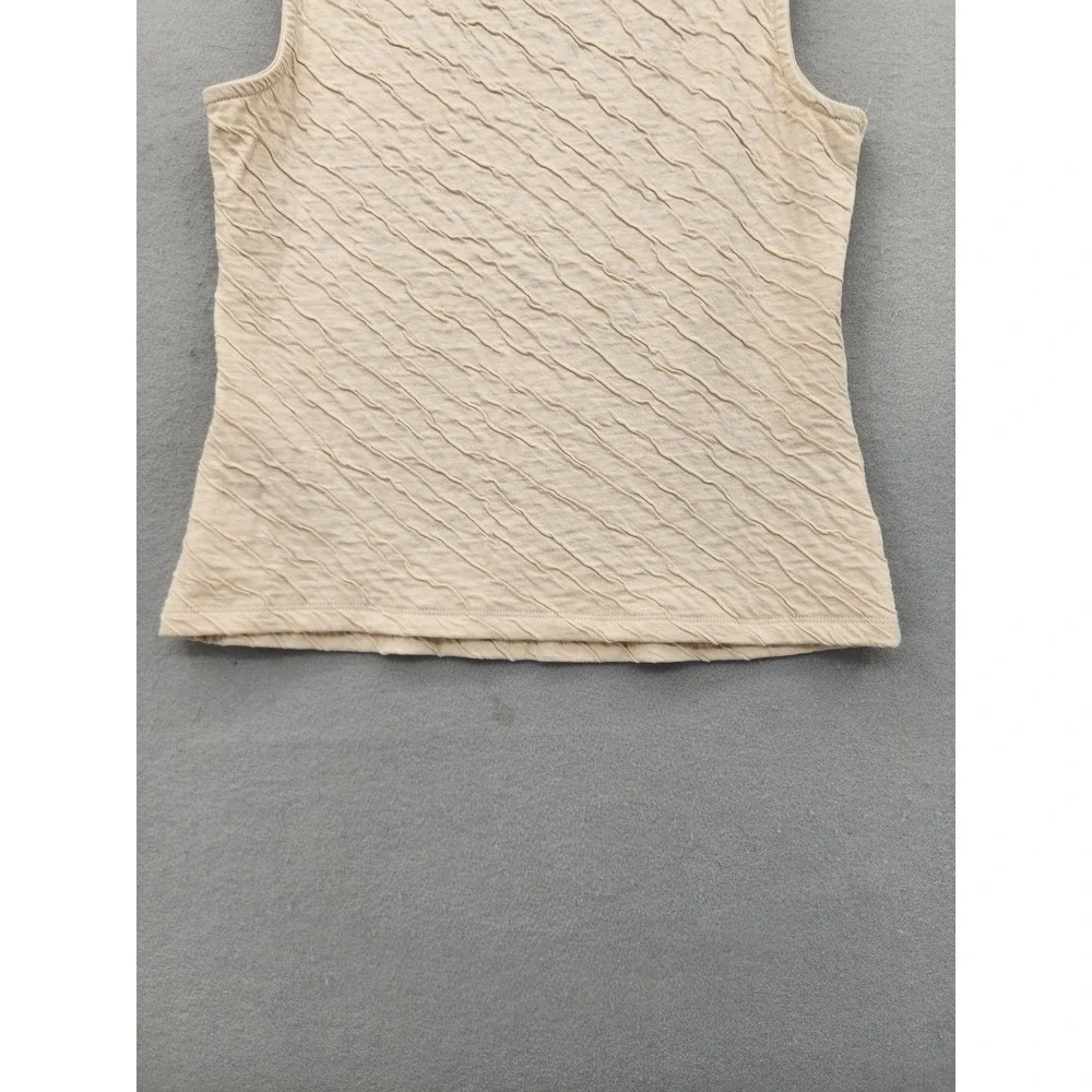 C&C California Tank Top Womens‎ Medium Beige Textured Sleeveless Cotton Stretch